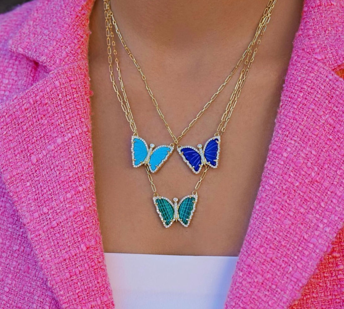 Premium Collection Butterfly Necklace Lapis Luzali