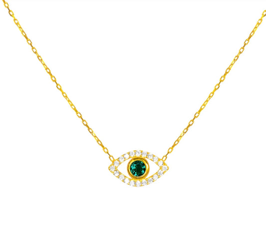 Premium Collection small eye necklace green