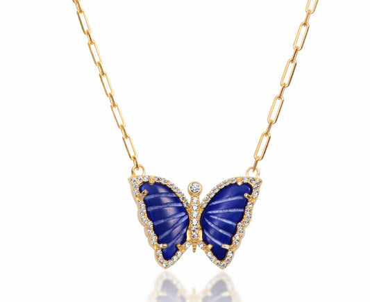Premium Collection Butterfly Necklace Lapis Luzali
