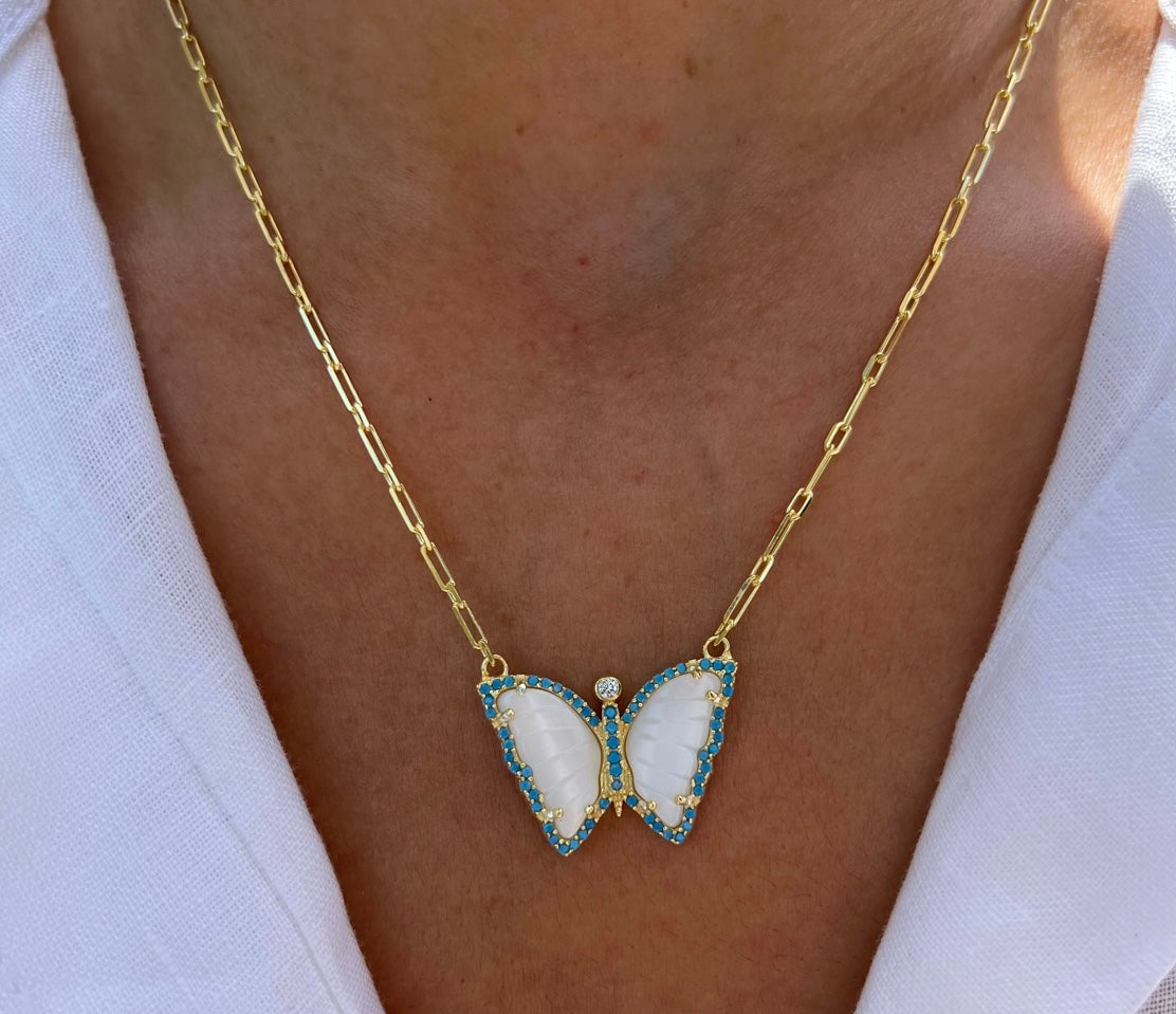 Premium Collection Butterfly Necklace Mother of Pearl