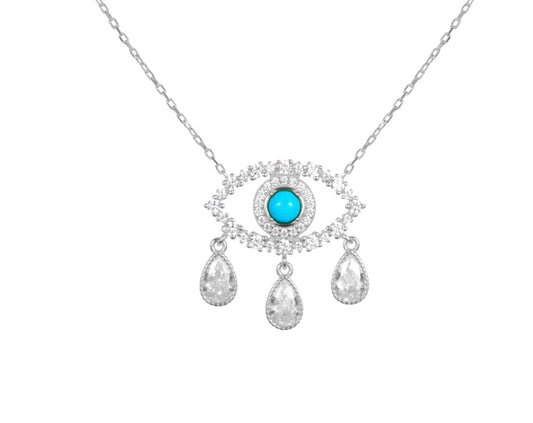 Premium Collection Diamond Tears necklace- Silver